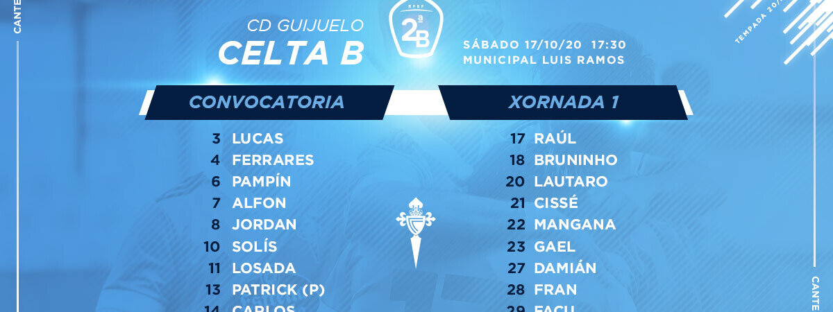 convocatoria guijuelo celta b 161020