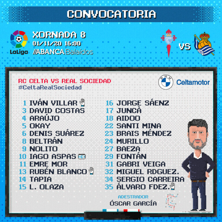 CONVOCATORIA CELTA REAL SOCIEDAD 311020 CUADRADA